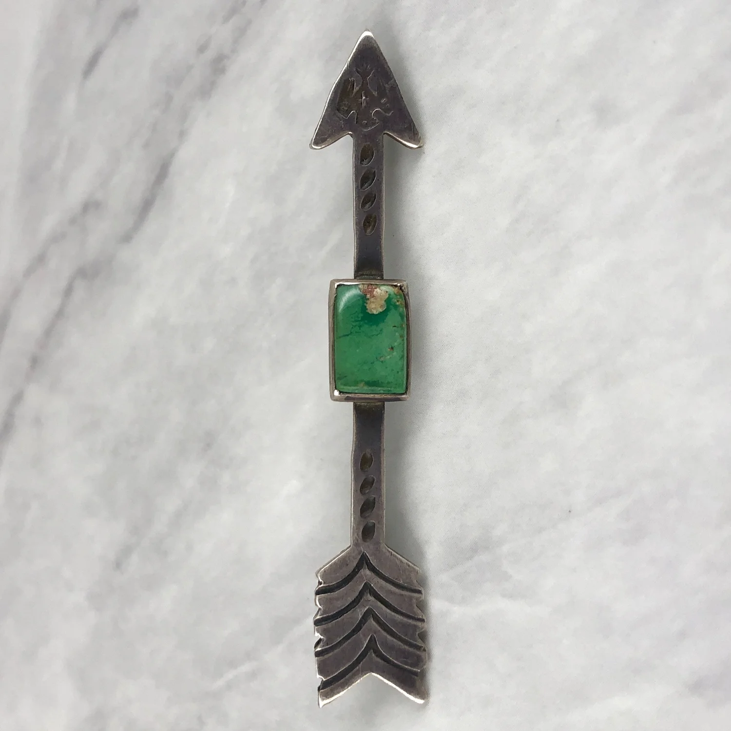 Fred Harvey Era Navajo Turquoise Thunderbird Silver Arrow